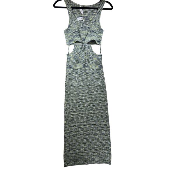 Jonathan Simkhai Rib Knit Cut Out Basil Space Dye Colleen Midi Dress Medium - Picture 3 of 15